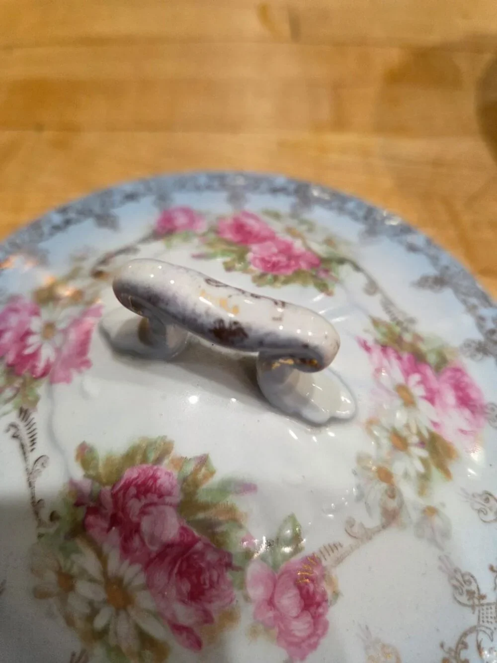 Vintage Elbogen Austria Springer Co Porcelain Floral Covered Sugar Bowl